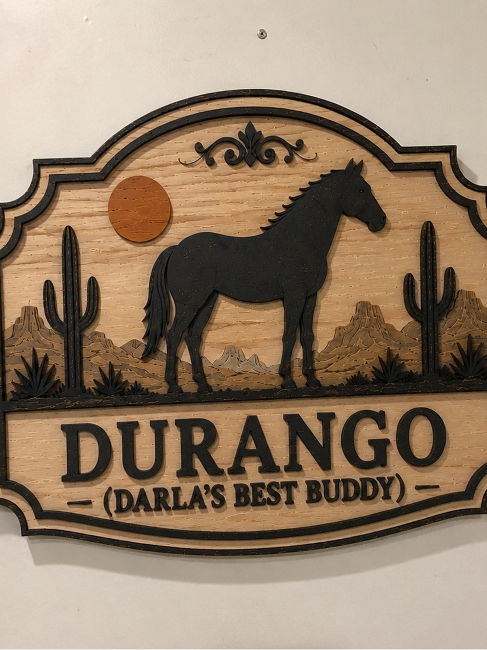 18” Personalized Horse Wall Sign in Black and Natural Wood